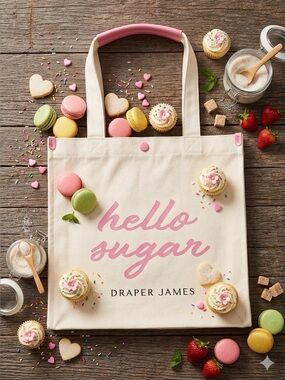 🥰🩷🩷 NWOT Draper James "Hello Sugar" Canvas Tote Bag So Cute 🥰 🩷🩷